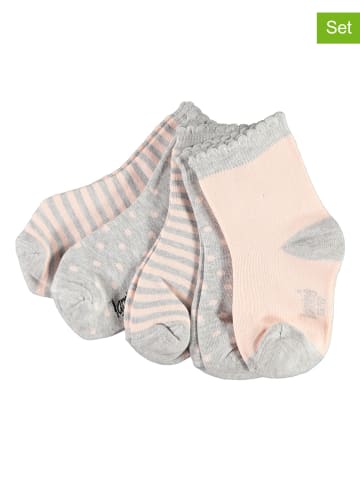Lamino 5er-Set: Socken in Grau/ Rosa