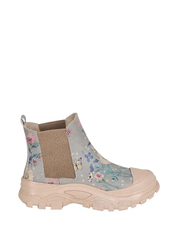 Streetfly Leder-Chelsea-Boots in Beige/ Hellbalu/ Bunt