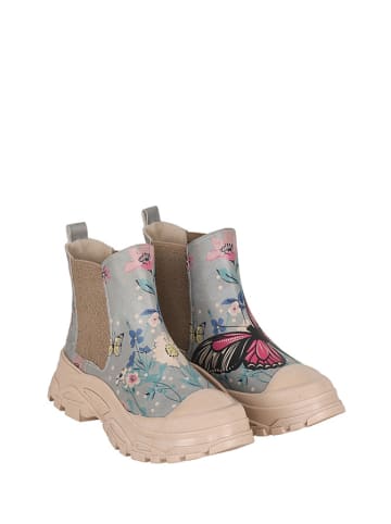 Streetfly Leren chelseaboots beige/lichtblauw/meerkleurig