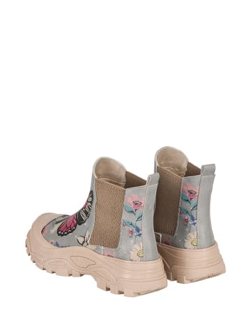 Streetfly Leren chelseaboots beige/lichtblauw/meerkleurig