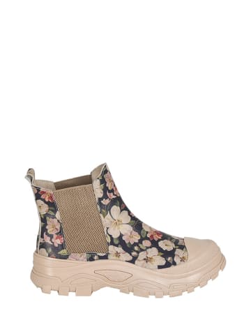 Streetfly Leder-Chelsea-Boots in Beige/ Dunkelblau/ Bunt