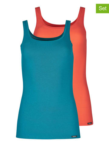 Skiny 2-delige set: tops rood/turquoise