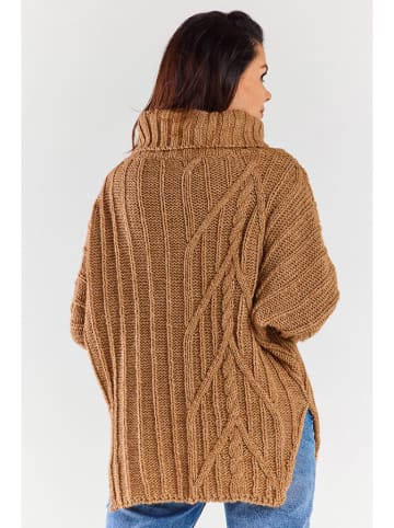 Awama Sweter w kolorze karmelowym