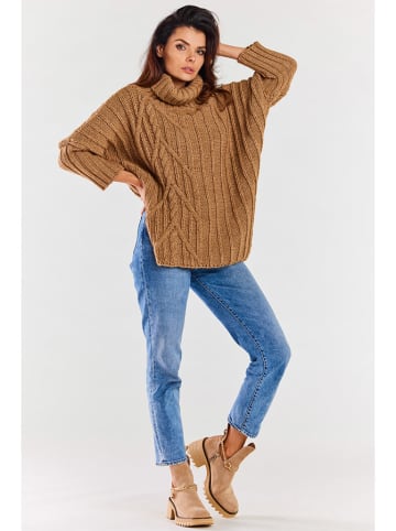 Awama Sweter w kolorze karmelowym