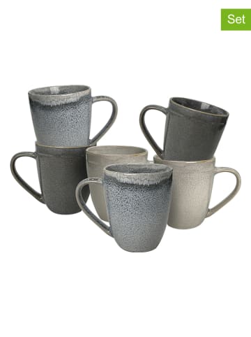 Ard'time 6er-Set: Tassen "Zao" in Hellgrau/ Grau - 340 ml