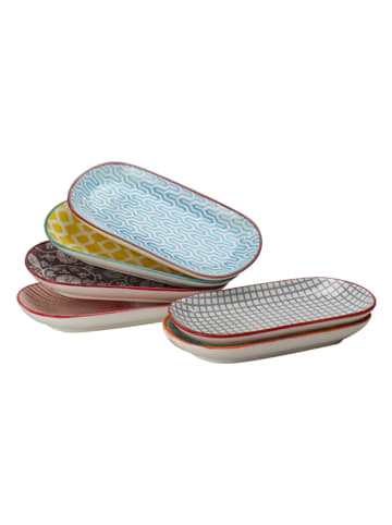 Ard'time 6-delige set: serveerschalen "Sabae" meerkleurig - (B)17 x (H)2 x (D)8 cm