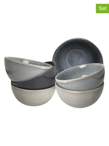 Ard'time 6er-Set: Schalen "Zao" in Hellgrau/ Grau - (H)8 x Ø 14 cm