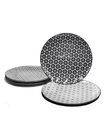 Ard'time 6-delige set: dessertborden "Komaé" zwart/wit - Ø 21,5 cm