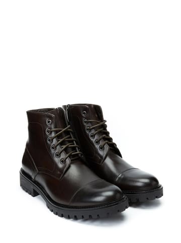 Frank Daniel Skórzane botki w kolorze ciemnobrązowym