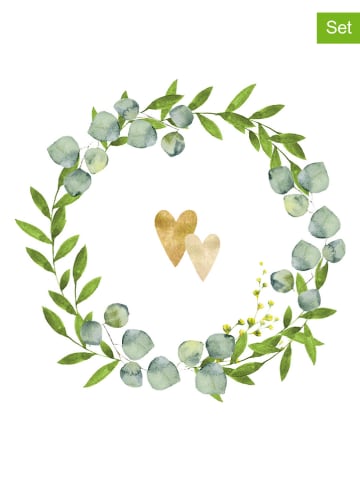 ppd 2-delige set: servetten "Two Hearts" wit/groen - 2x 20 stuks
