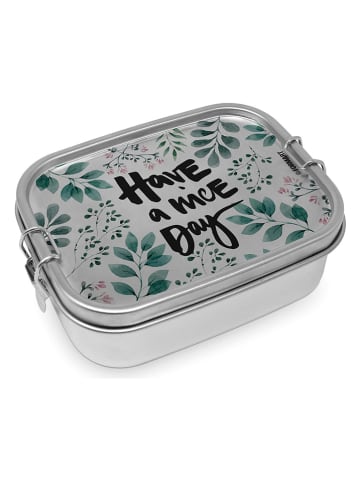 ppd Lunchbox "Have a nice Day" zilverkleurig - (B)16,5 x (H)6 x (D)14 cm