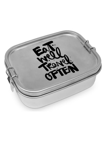 Ppd Lunchbox "Eat Well" zilverkleurig - (B)16,5 x (H)6 x (D)14 cm