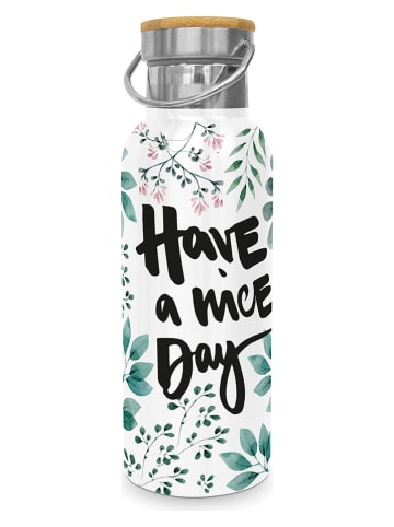 ppd Edelstahl-Trinkflasche "Bottle Have a nice Day" in Weiß/ Blau - 500 ml