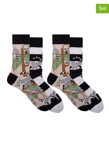 Spox Sox 2er-Set: Socken "Lemurs" in Schwarz/ Beige