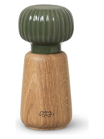 Kähler Młynek "Hammershøi" w kolorze brązowo-zielonym do przypraw - wys. 14,5 cm