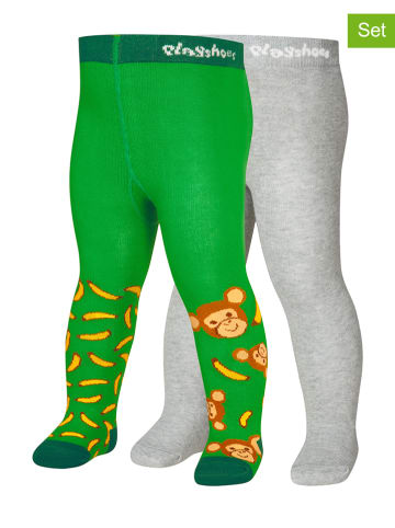 Playshoes 2er-Set: Strumpfhosen in Grün/ Grau