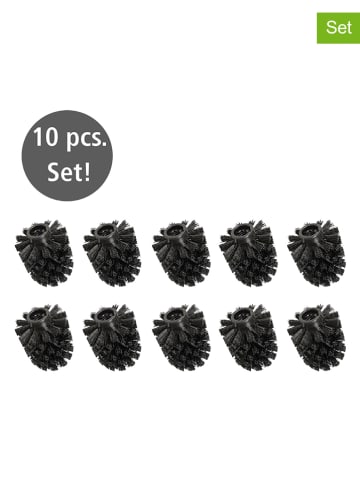 Wenko 10-delige set: vervangende toiletborstelkoppen zwart - (H)10 x Ø 8 cm