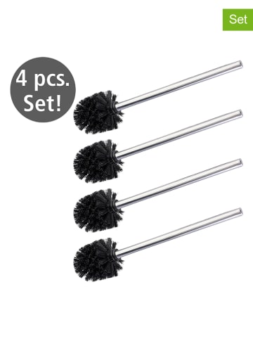 Wenko 4-delige: toiletborstels zwart - (H)36 x Ø 8 cm