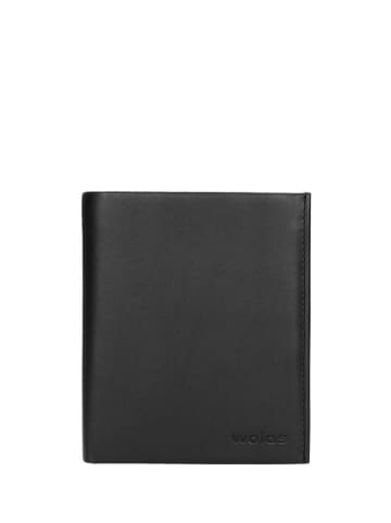 Wojas Leren portemonnee zwart - (B)10,5 x (H)12,5 x (D)2,5 cm