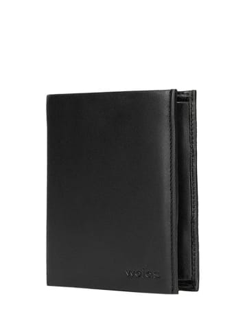 Wojas Leren portemonnee zwart - (B)10,5 x (H)12,5 x (D)2,5 cm