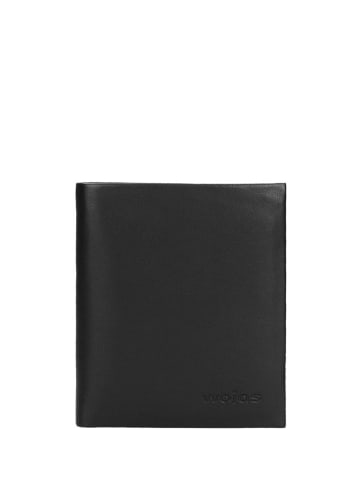 Wojas Leren portemonnee zwart - (B)9 x (H)10,5 x (D)2 cm
