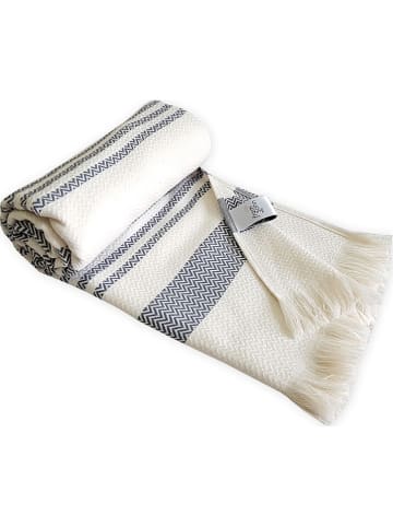 Framsohn Plaid "Boho Living - Zick Zack" in Anthrazit/ Weiß