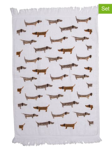Clayre & Eef 2-delige set: gastendoeken wit - (L)66 x (B)40 cm