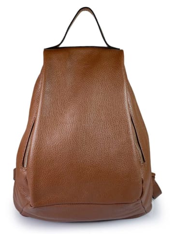 ORE10 Leren rugzak "Rias" bruin - (B)23 x (H)33 x (D)12 cm