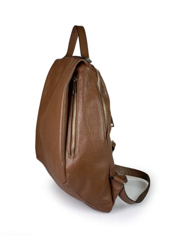 ORE10 Leren rugzak "Rias" bruin - (B)23 x (H)33 x (D)12 cm