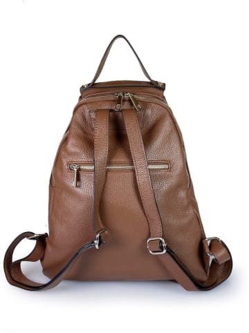 ORE10 Leren rugzak "Rias" bruin - (B)23 x (H)33 x (D)12 cm