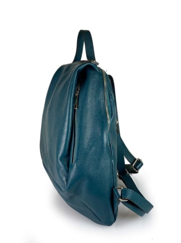 ORE10 Skórzany plecak "Rias" w kolorze niebieskim - 23 x 33 x 12 cm