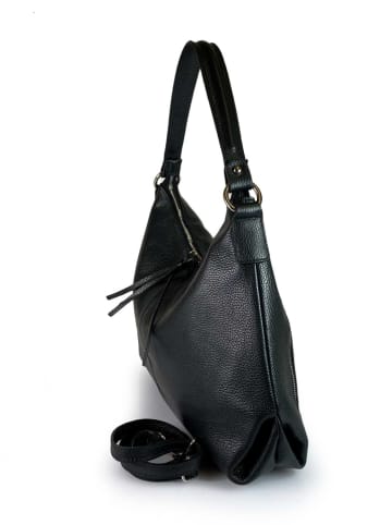 ORE10 Leder-Schultertasche "Oser" in Schwarz - (B)35 x (H)27 x (T)8 cm