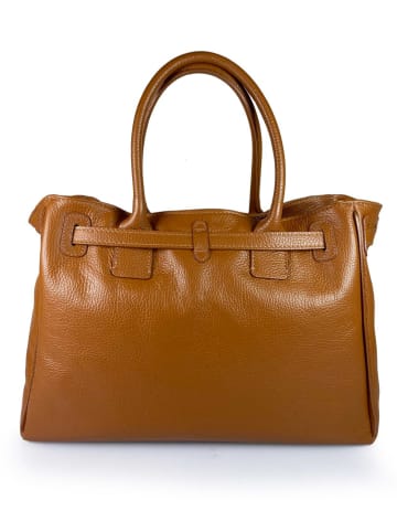 ORE10 Leder-Henkeltasche "Trast" in Hellbraun - (B)38 x (H)28 x (T)15 cm