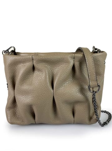 ORE10 Leder-Umhängetasche "Aric" in Taupe - (B)22 x (H)17 x (T)6 cm