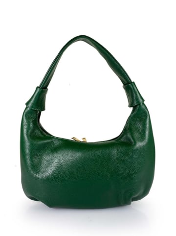 ORE10 Skórzana torebka "Brasi" w kolorze zielonym - 38 x 21 x 4 cm