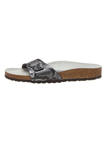 Birkenstock Pantoletten "Madrid" in Schwarz/ Silber - Weite S