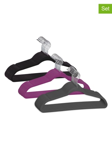 Everysentials 10-delige set: kledinghangers zwart/grijs/paars - (L)45,4 x (B)25 cm