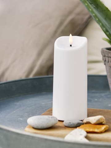 STAR Trading Świece LED (2 szt.) "Flame" w kolorze białym - wys. 18 x Ø 7,5 cm