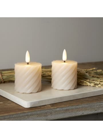 STAR Trading 4-delige set: ledkaarsen "Flame Swirl Votive" beige - (H)7,5 x Ø 5 cm