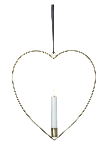 STAR Trading Dekoracyjna zawieszka LED "Flamme Heart" w kolorze złotym - 28,5 x 28 cm