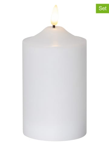 STAR Trading Świece LED (2 szt.) "Flamme" w kolorze białym - wys. 15 x Ø 7,5 cm