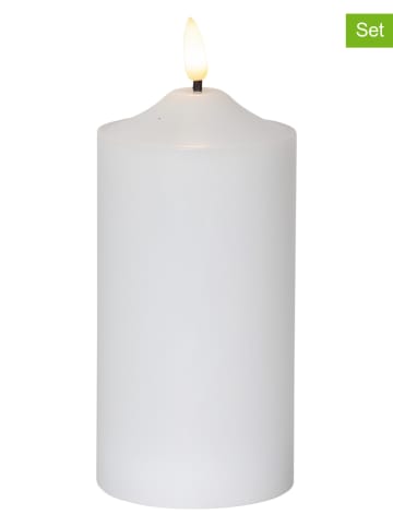 STAR Trading 2er-Set: LED-Kerzen "Flamme" in Weiß - (H)17 x Ø 7,5 cm