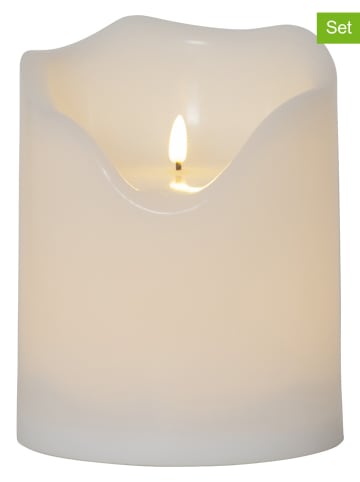 STAR Trading 2-delige set: ledkaarsen "Flame Grand" wit - (H)20 x Ø 16 cm