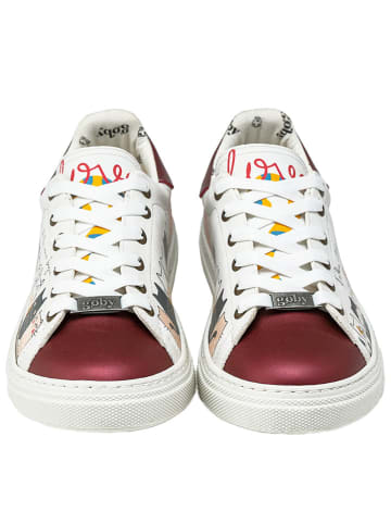 Goby Leder-Sneakers in Bordeaux/ Weiß