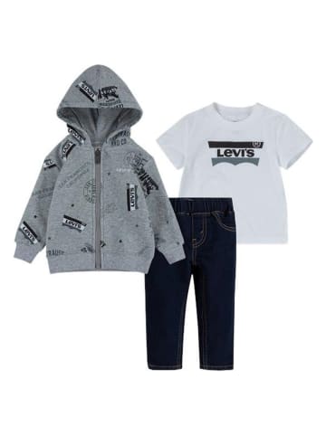 Levi's Kids 3-delige outfit grijs/wit/donkerblauw