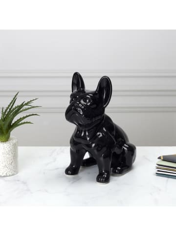 Rétro Chic Figurka dekoracyjna "Bulldog" w kolorze czarnym - 19 x 20 x 12 cm