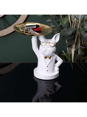 Rétro Chic Figurka dekoracyjna "Bulldog" w kolorze białym - 21 x 21 x 18 cm