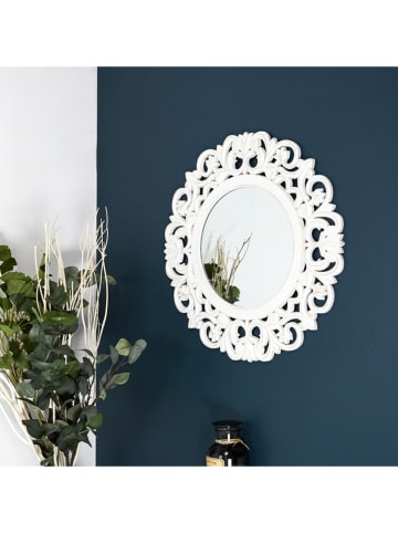 Rétro Chic Wandspiegel in Weiß - Ø 60 cm