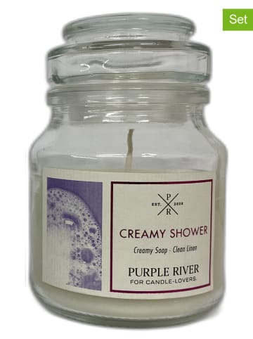 Purple River 2er-Set: Duftkerzen "Creamy Shower" in Weiß - 2x 113 g