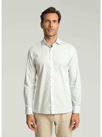 Hackett London Blouse "Daisy Mosaic" - slim fit - lichtblauw